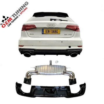 Diffuser RS stijl | AUDI A3 8V | 2016-2019 | voor SLINE, Auto-onderdelen, Nieuw, Achter, Bumper, Audi