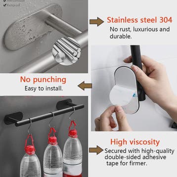 Set Badkamer Accessoires: Handdoekrek, Toiletrolhouder, Haak, Verzenden, Nieuw