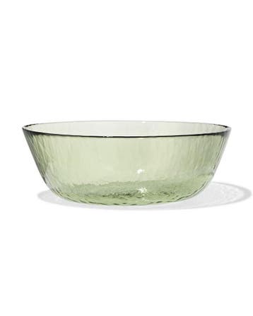 HEMA Saladeschaal 28x9cm glas gehamerd groen, Verzenden, Nieuw