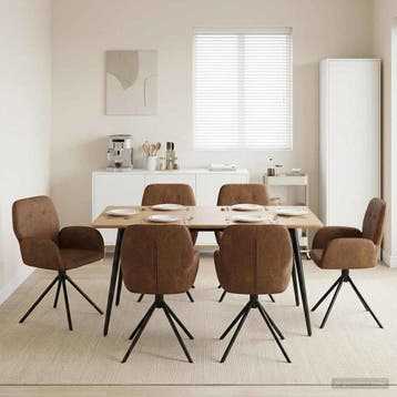 vidaXL Draai Eetstoelen 6 st Nep Suede Leer Bruin 54 x 55 x, Verzenden, Nieuw, Bruin