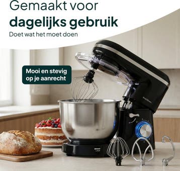 2000W Keukenmachine - Keukenrobot - 6.2L - Keukenmixer - Mix, Witgoed en Apparatuur, Verzenden, Zo goed als nieuw