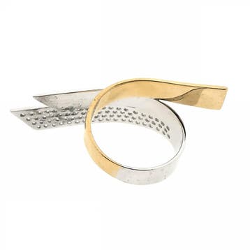 Bicolor gouden statement ring met diamanten; ca. 0,83 ct., 18 tot 19, Gebruikt, Ophalen of Verzenden, Met edelsteen