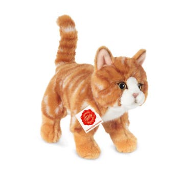 Knuffelkat pluche - premium kwaliteit - rood/oranje - 20 cm, Verzenden, Nieuw