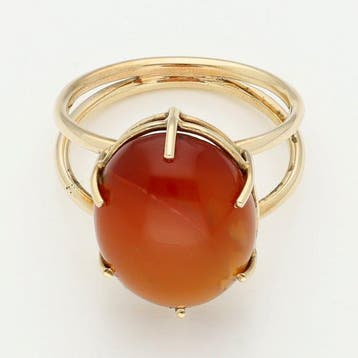 Ring - 14 karaat Geel goud - Carneool, Nieuw