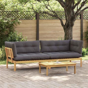vidaXL Garden Pallet Sofa Units 2 Stuk Lichtbruin en, Verzenden, Nieuw, 2 zitplaatsen