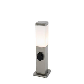 Moderne buitenlamp 45 cm staal met stopcontact IP44 - Malios, Verzenden, Nieuw
