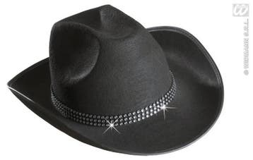 Cowboyhoed zwart met strass band, Ophalen of Verzenden, Nieuw