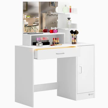 Make Up Tafel Jocelyn Wit 140x90x40cm (Tafels, Interieur), Verzenden, Nieuw
