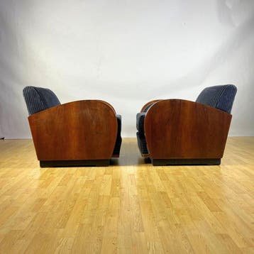 Fauteuil (2) - Wortelnotenhout, Fluweel - Art Deco
