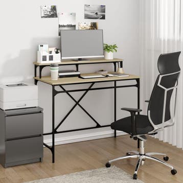 vidaXL Bureau 100x50x90 cm bewerkt hout en ijzer sonoma, Huis en Inrichting, Verzenden, Nieuw