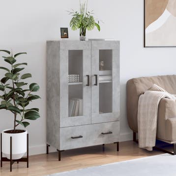 vidaXL buffetkast 69,5x31x115 cm bewerkt hout betongrijs, Huis en Inrichting, Kasten | Buffetkasten, Verzenden, 100 tot 150 cm