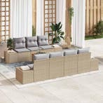 vidaXL Tuinbankenset met opslag 8 pcs Beige en Licht Grijs, Verzenden, Nieuw, Rotan
