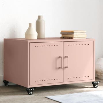 vidaXL Salontafel 68x50x43,5 cm staal roze, Verzenden, Nieuw, Metaal, 50 tot 100 cm
