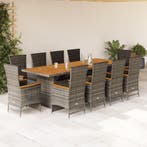 vidaXL 11-delige Tuinset met kussens poly rattan grijs, Meer dan 8 zitplaatsen, Nieuw, Tuinset, Verzenden