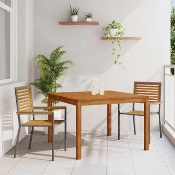 vidaXL Tuin eettafelset 3 st Grijs Massief Acaciahout, Verzenden, Nieuw, 3 zitplaatsen