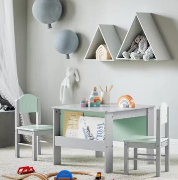 Kindertafel met Stoelen en Opbergplank voor Spelen en Leren, Verzenden, Nieuw