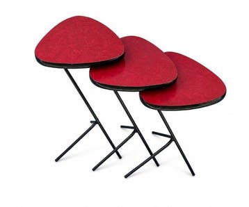 Bijzettafel - Formica, Metaal - Set van drie vintage, Antiek en Kunst