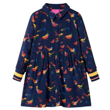 vidaXL Kinderjurk met lange mouwen 116 marineblauw, Verzenden, Nieuw