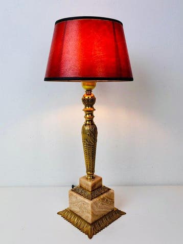 Tafellamp - Marmer tafellamp neoclassicistische stijl 1960 -