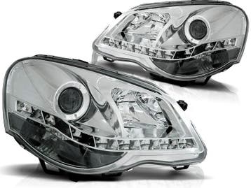 Koplampen VW Polo 9N3 05-09 DRL look Devil Eyes Chroom, Ophalen of Verzenden, Nieuw