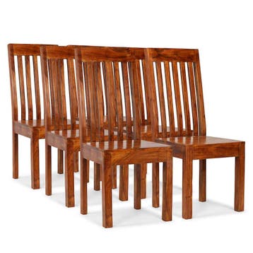 vidaXL Eetkamerstoelen 6 st massief hout modern, Verzenden, Nieuw, Bruin