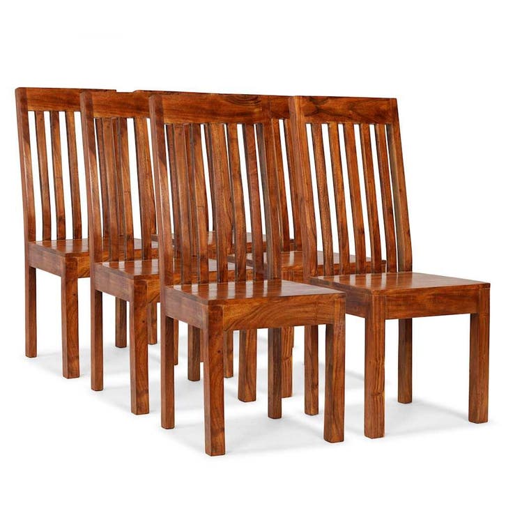 vidaXL Eetkamerstoelen 6 st massief hout modern, Huis en Inrichting, Stoelen, Bruin, Nieuw, Verzenden