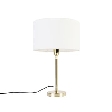 Tafellamp goud verstelbaar met kap wit 35 cm - Parte, Verzenden, Nieuw, Design