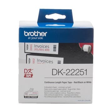 Brother DK-22251 continue papiertape rood/zwart op wit, Verzenden, Nieuw, Brother