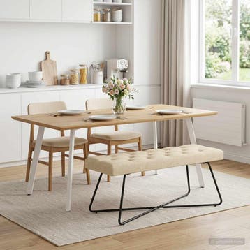 vidaXL Bank met knoopverstelling Crèmekleurig 110 x 40 x 46, Huis en Inrichting, Banken | Bankstellen, Verzenden, Nieuw, Stof