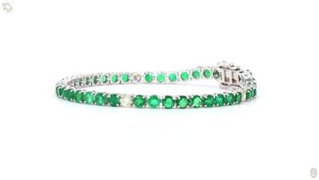 Armband - 14 karaat Witgoud - 9.66ct. tw. Smaragd - Diamant, Nieuw