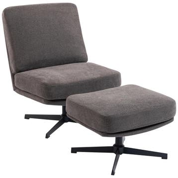 Draaibare Fauteuil Met Voetenbank Loungestoel Met Linnenlook, Verzenden, Nieuw