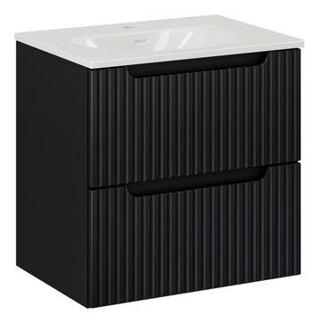 Badkamermeubel Nova 60 cm – Mat Zwart – Hangend Badmeubel, Huis en Inrichting, Badkamer | Badkamermeubels, Verzenden, Nieuw, Wastafelkast