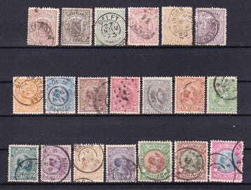 Nederland 1869/1893 - Wapen serie en Wilhelmina hangend haar, Gestempeld