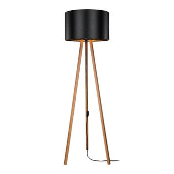 [lux.pro] Staande lamp vloerlamp E27 Keynes bamboe en zwart, Huis en Inrichting, Lampen | Vloerlampen, Verzenden, Nieuw