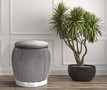 BLADERDEEG/OPSLAG PARIJS GRIGIO/ZILVER CM Ø 43X43 -, Huis en Inrichting, Banken | Voetenbanken en Poefen, Ophalen of Verzenden