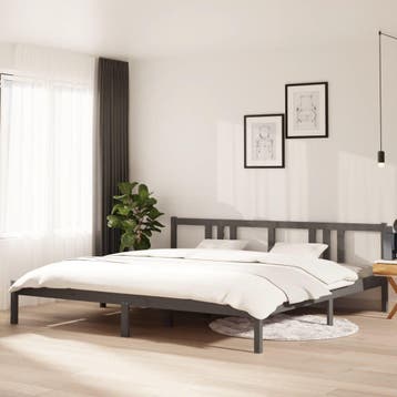 vidaXL Bedframe massief hout grijs 200x200 cm, Verzenden, Overige maten, 200 cm, Grijs