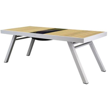 York dining tuintafel 200x90xH75 cm aluminium wit teak -, Tuin en Terras, Tuintafels, Ophalen of Verzenden, Nieuw, Aluminium