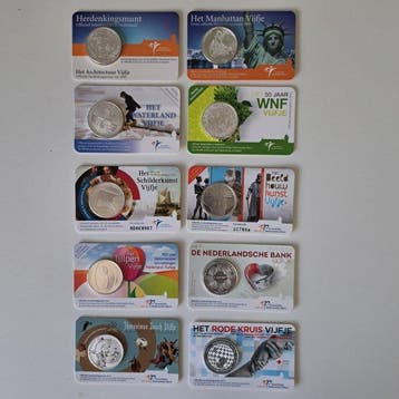 Nederland. 5 Euro 2008/2017 (10 coincards) (Zonder