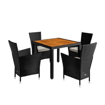 Polyrotan Tuinset Corfu 5-delig Zwart (Tuinbanken-Tuinsets), Tuin en Terras, Tuinsets en Loungesets, Verzenden, Nieuw