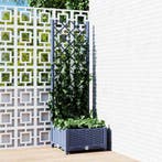 vidaXL Plantenbak met trellis blauwgrijs 40x40x121,5 cm PP, Tuin en Terras, Verzenden, Nieuw, Kunststof, Minder dan 60 cm