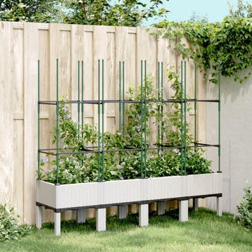 vidaXL Plantenbak met latwerk 160x40x142,5 cm polypropeen, Tuin en Terras, Bloembakken en Plantenbakken, Verzenden