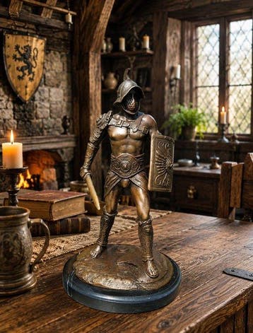 sculptuur, Gladiator brons - 27 cm - Koud geverfd brons