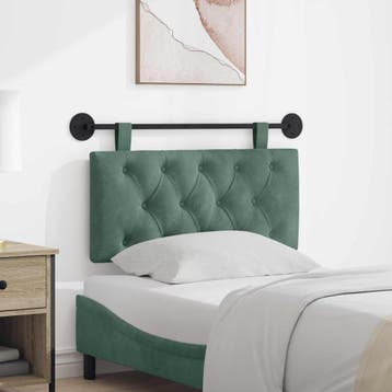 vidaXL Hangend hoofdbord Met LED-verlichting Zeegroen, Verzenden, Nieuw, Groen, Stof