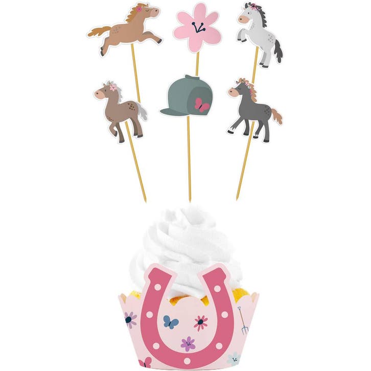 Cupcake Decoratie Set Happy Horses (6st), Kleding | Dames, Carnavalskleding en Feestkleding, Nieuw, Ophalen of Verzenden