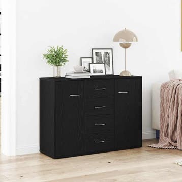 vidaXL Dressoir 88x30x64 cm bewerkt hout zwart eikenkleurig, Verzenden, Nieuw, Overige houtsoorten