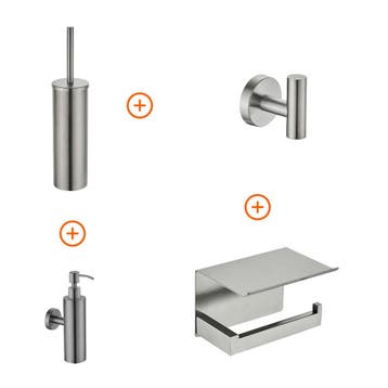 Toilet accessoires set Gun metal exclusief met zeepdispenser, Verzenden, Nieuw