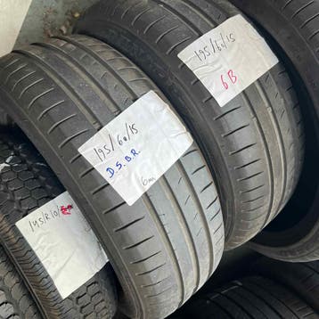 2 x Dunlop Sport BluResponse 195-60-15 Zomerbanden 6mm, Gebruikt, 15 inch, Ophalen of Verzenden, Band(en)