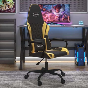 vidaXL Massage gamestoel kunstleer zwart en goudkleurig, Verzenden, Nieuw