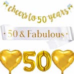 50 & Fabulous set goud met wit XL, Verzenden, Nieuw, Versiering, Abraham of Sarah