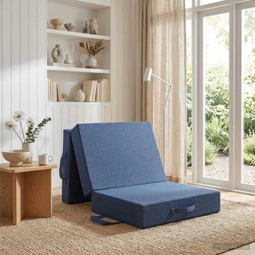 vidaXL Vouwbare Bankbed 90 x 63 x 45 cm Blauw, Huis en Inrichting, Slaapkamer | Matrassen en Bedbodems, Verzenden, Nieuw